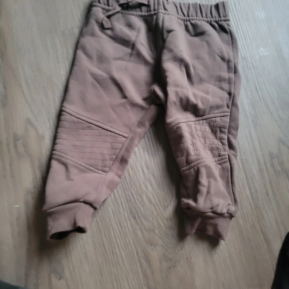 Disney Baby Joggers Unisex 12M Brown Moto Ribbed Knee Fleece Sweatpants